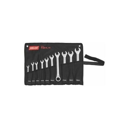 Holex Open End Wrench / Ratcheting Wrench Set, 10 Pc, 8 mm to 19 mm 614815 10